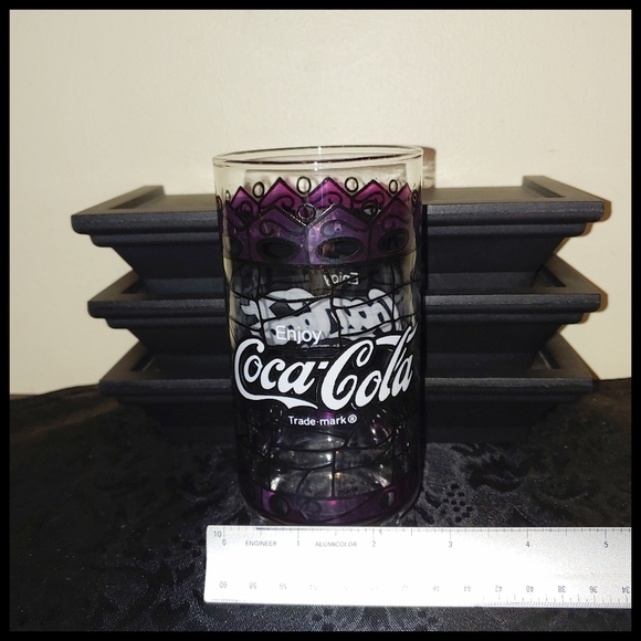 Vintage Coca Cola Stained Glass Style Drinking Glass - Picture 5 of 6